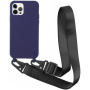 Matowe etui z regulowanym paskiem do iPhone'a 12 Pro Max - granatowe