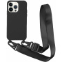 Matowe etui z regulowanym paskiem do iPhone'a 13 Pro Max - czarne