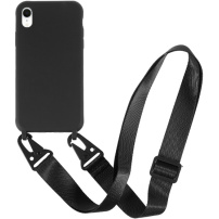 Matowe etui z regulowanym paskiem do iPhone'a XR - czarne