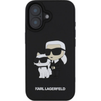Karl Lagerfeld Gumowe etui 3D Karl i Choupette do iPhone'a 16 Plus - czarne