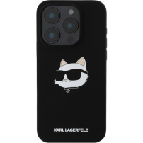Karl Lagerfeld Silikonowa osłona Choupette Head z MagSafe do iPhone'a 16 Pro - czarna