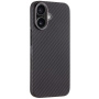 Tactical Aramid etui ze wzorem włókna węglowego i MagSafe do iPhone 16 - ciemnoszary