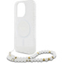 Guess Etui z paskiem IML Glitter Beads z pętelką i MagSafe do iPhone'a 16 Pro Max - srebrne