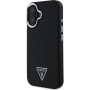 Guess Osłona logo w kształcie trójkąta ziarnistego z MagSafe dla iPhone'a 16 - czarna
