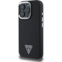 Guess Osłona logo w kształcie ziarnistego trójkąta z MagSafe dla iPhone'a 16 Pro - czarna