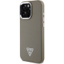 Guess Osłona logo w kształcie ziarnistego trójkąta z MagSafe dla iPhone'a 16 Pro - brązowa