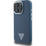Guess Osłona logo w kształcie ziarnistego trójkąta z MagSafe dla iPhone'a 16 Pro Max - granatowa