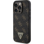 Guess Trójkątna metalowa osłona z logo 4G do iPhone'a 16 Pro - czarna