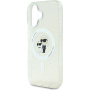 Karl Lagerfeld Brokatowe etui IML Karl i Choupette z MagSafe dla iPhone'a 16 - srebrne