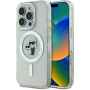 Karl Lagerfeld IML Glitter Karl i Choupette Glitter Cover z MagSafe dla iPhone'a 16 Pro - srebrna