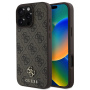 Guess Małe metalowe etui z logo 4G z MagSafe dla iPhone'a 16 Pro Max - brązowe