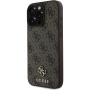 Guess Małe metalowe etui z logo 4G z MagSafe dla iPhone'a 16 Pro Max - brązowe