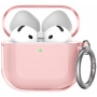Przezroczyste etui z karabińczykiem do AirPods 4 / 5 - różowe