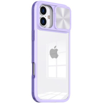 Etui z przesuwaną osłoną obiektywu aparatu do iPhone'a 16 Plus - fiolet