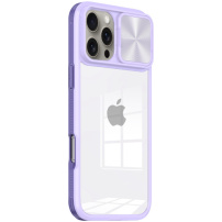 Etui z przesuwaną osłoną obiektywu aparatu do iPhone'a 16 Pro - fioletowa