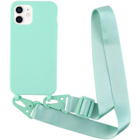 Matowe etui z regulowanym paskiem do iPhone'a 12 / 12 Pro - turkusowe