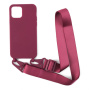 Matowe etui z regulowanym paskiem do iPhone'a 12 Pro Max - bordowe
