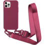 Matowe etui z regulowanym paskiem do iPhone'a 12 Pro Max - bordowe