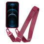 Matowe etui z regulowanym paskiem do iPhone'a 12 Pro Max - bordowe