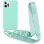 Matowe etui z regulowanym paskiem do iPhone'a 12 Pro Max - turkusowe