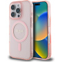 Guess Brokatowa osłona pierścieniowa IML z MagSafe dla iPhone'a 16 Pro - różowa