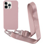 Matowe etui z regulowanym paskiem do iPhone'a 13 Pro Max - stary róż