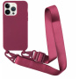 Matowe etui z regulowanym paskiem do iPhone'a 13 Pro Max - bordowe