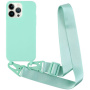Matowe etui z regulowanym paskiem do iPhone'a 13 Pro Max - turkusowe
