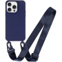 Matowe etui z regulowanym paskiem do iPhone'a 14 Pro - granatowe