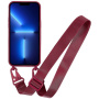 Matowe etui z regulowanym paskiem do iPhone'a 14 Pro - bordowe