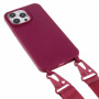 Matowe etui z regulowanym paskiem do iPhone'a 14 Pro - bordowe