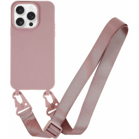 Matowe etui z regulowanym paskiem do iPhone'a 14 Pro Max - stary róż