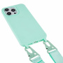 Matowe etui z regulowanym paskiem do iPhone'a 15 Pro - turkusowe