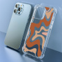 Etui z abstrakcyjnym wzorem fali i wzmocnionymi narożnikami dla iPhone'a 16 Pro - niebieski