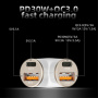 Ładowarka samochodowa A2 w kształcie litery Y z portami 2x USB-C / 2x USB-A - 78W - srebrna