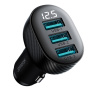 Ładowarka samochodowa JOYROOM CCD03 z wyświetlaczem i portami 3x USB-A - 17W - czarna