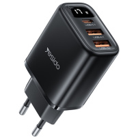 Ładowarka sieciowa Yesido YC67 z wyświetlaczem i portami USB-C / 2x USB-A - 17W - czarny