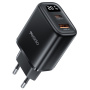 Yesido YC68 adapter ładowarki z wyświetlaczem i portami USB-C / USB-A - 20W - czarny