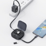 USAMS Zestaw US-SJ650 z chowanymi kablami USB-C, adapterami i igłą - czarny