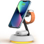Wiwu W002 Magnetyczna podstawka bezprzewodowa 3w1 z podświetleniem do iPhone / Apple Watch / AirPods - 15W - biała