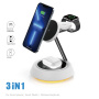 Wiwu W002 Magnetyczna podstawka bezprzewodowa 3w1 z podświetleniem do iPhone / Apple Watch / AirPods - 15W - biała