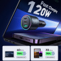 JOYROOM CCN07 Zestaw ładowarki samochodowej z portami 2x USB-C / USB-A i kablem USB-C do USB-C - 120W - 1,2 m - czarny