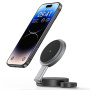 USAMS CD234 3w1 Składana Magnetyczna Bezprzewodowa Podstawka do iPhone / Apple Watch / AirPods - 15W - ciemnoszary