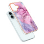 Marmurowe etui ochronne do iPhone'a 16 - różowo-fioletowe
