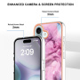 Marmurowe etui ochronne do iPhone'a 16 - różowo-fioletowe