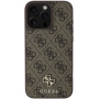 Guess Małe metalowe etui z logo 4G z MagSafe dla iPhone'a 16 Pro - brązowe