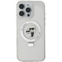 Karl Lagerfeld Podstawka Karl and Choupette Flip Cover oraz MagSafe do iPhone'a 16 Pro - Przezroczysta