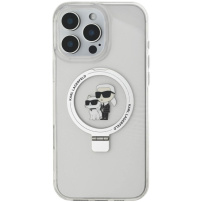 Karl Lagerfeld Podstawka Karl and Choupette Flip Cover oraz MagSafe do iPhone'a 16 Pro - Przezroczysta
