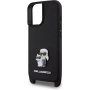 Karl Lagerfeld Metalowe etui Saffiano Crossbody Karl i Choupette z regulowanym paskiem do iPhone'a 16 - czarne