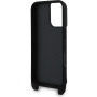 Karl Lagerfeld Metalowe etui Saffiano Crossbody Karl i Choupette z regulowanym paskiem do iPhone'a 16 - czarne